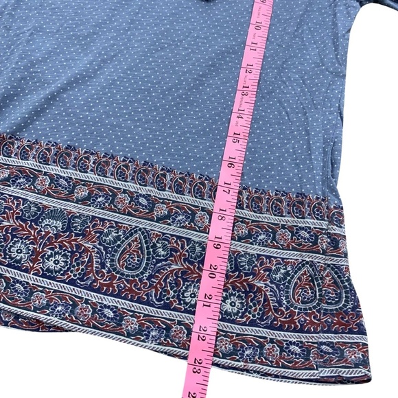 Lucky Brand Paisley Polka Dot Women’s Size XS Blue Tie Front Key Hole - Picture 7 of 10
